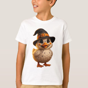 Camiseta T-Shirt Pato De Bruxa De Halloween Para Crianças -