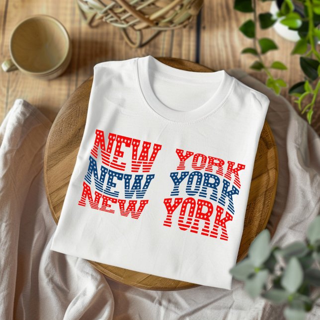 Camiseta T-Shirt Patriótica New York Red e Blue Boho (Criador carregado)