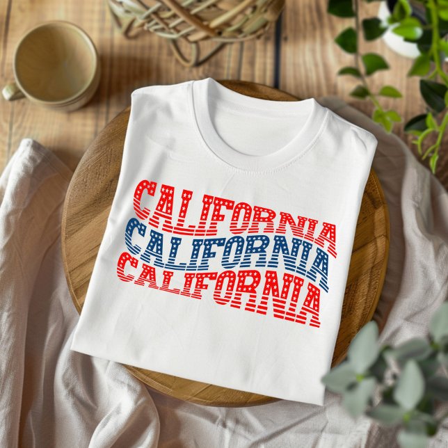 Camiseta T-Shirt Patriótico California Red e Blue Boho (Criador carregado)