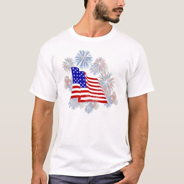 Camiseta T-shirt patriótico da bandeira dos (Frente)
