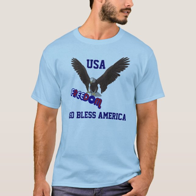 Camiseta T-shirt patriótico de América dos deus abençoe (Frente)