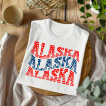 T-Shirt Patriótico do Alaska Vermelho e Azul