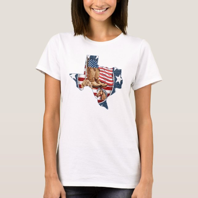 Camiseta T-Shirt Patriótico dos EUA no Texas (Frente)