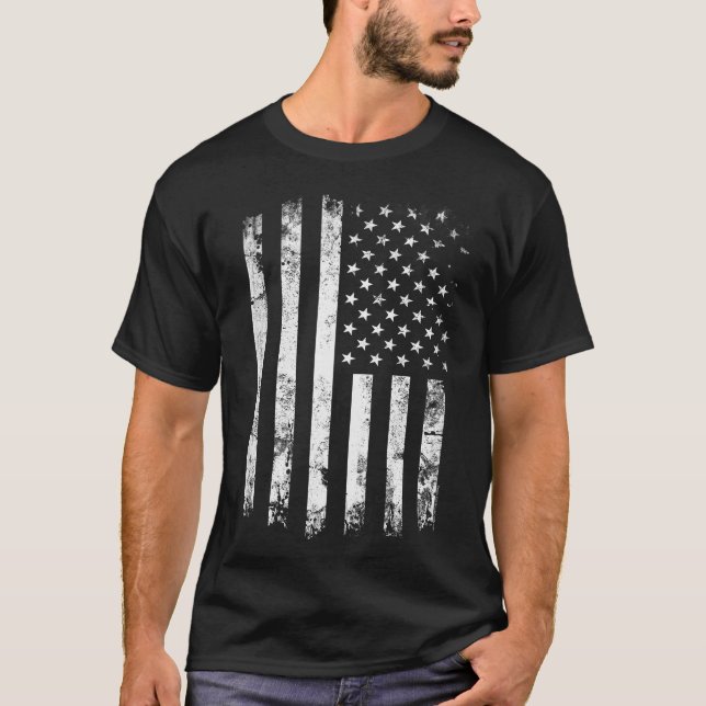 Camiseta T-shirt patriótico escuro da bandeira americana do (Frente)