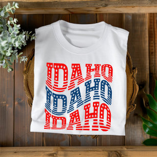 Camiseta T-Shirt Patriótico Idaho Vermelho e Azul Boho