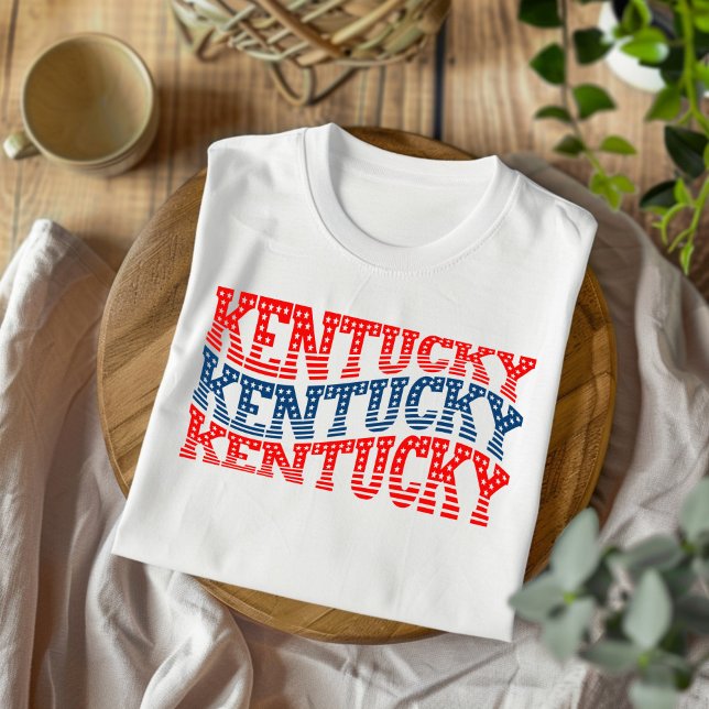 Camiseta T-Shirt Patriótico Kentucky Red e Blue Boho (Criador carregado)