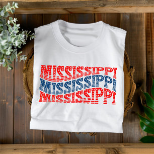 Camiseta T-Shirt Patriótico Mississippi Vermelho e Azul Boh