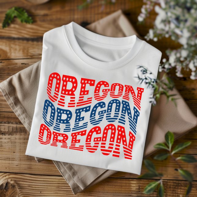 Camiseta T-Shirt Patriótico Oregon Red e Blue Boho (Criador carregado)
