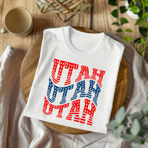 Camiseta T-Shirt Patriótico Utah Vermelho e Azul Boho
