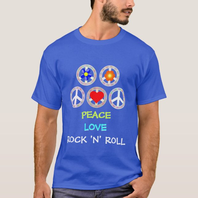 Camiseta T-Shirt PEACE, AMOR, ROCK 'N' (Frente)