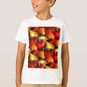 Camiseta T-Shirt Peppers Vermelhos e Amarelos