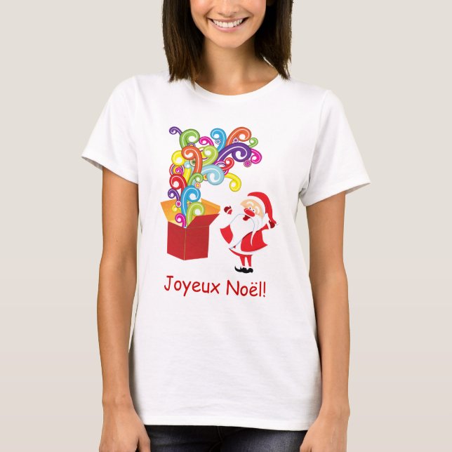 Camiseta t-shirt Père Noël et boîte de cadeaux (Frente)