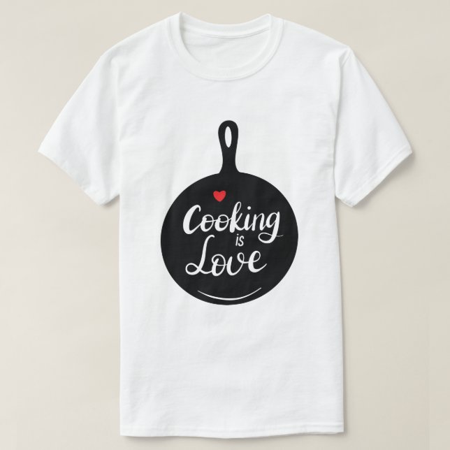 Camiseta T-Shirt Personalizada Com Amor De cozinhar (Frente do Design)