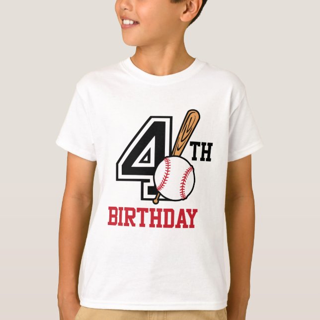Camiseta t-shirt personalizada de baseball no 4º aniversári (Frente)