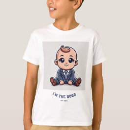 Camiseta T-shirt personalizada do bebê - "Eu sou o Chefe"