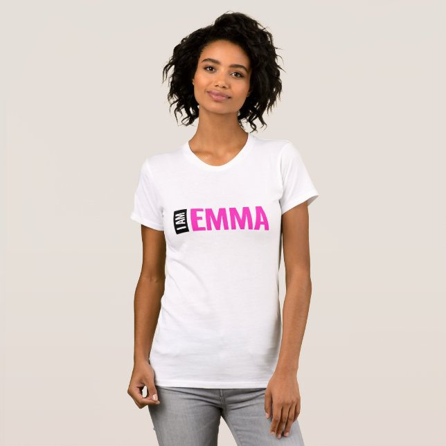 Camiseta T-Shirt Personalizada "Eu Sou Emma", ou Seu Nome (Frente Completa)