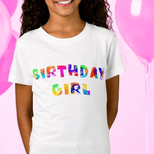 Camiseta T-Shirt Personalizada Rainbow Birthday Girl (Criador carregado)