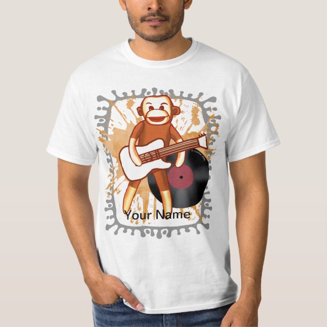 Camiseta t-shirt personalizada Sock Monkey Rock and Roll (Frente)