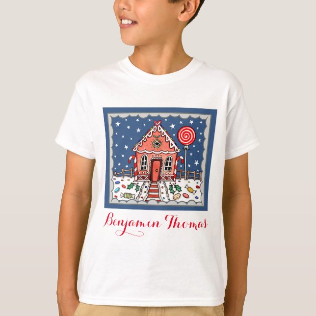 Camiseta T-Shirt Personalizado Da Casa De Pão De Natal (Frente)
