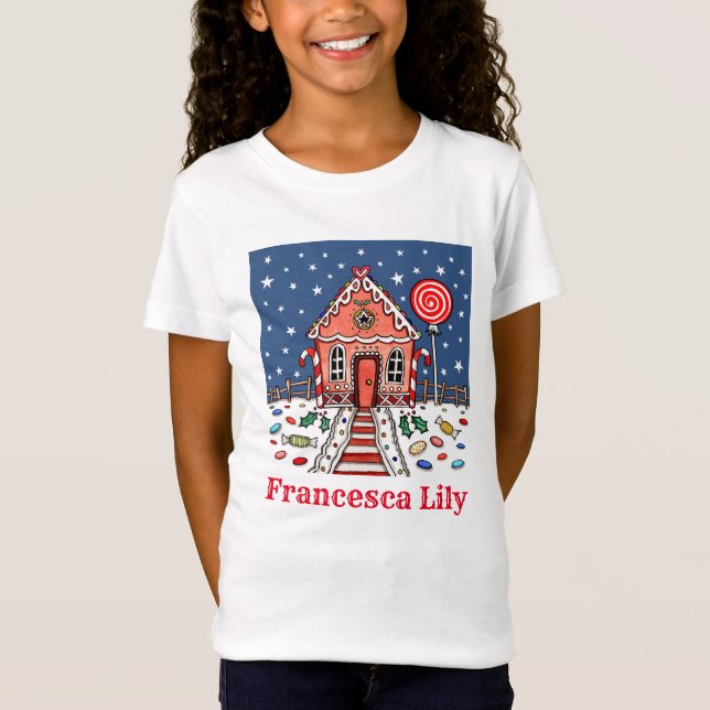 Camiseta T-Shirt Personalizado Da Casa De Pão De Natal (Frente)