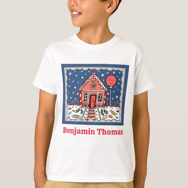 Camiseta T-Shirt Personalizado Da Casa De Pão De Natal (Frente)