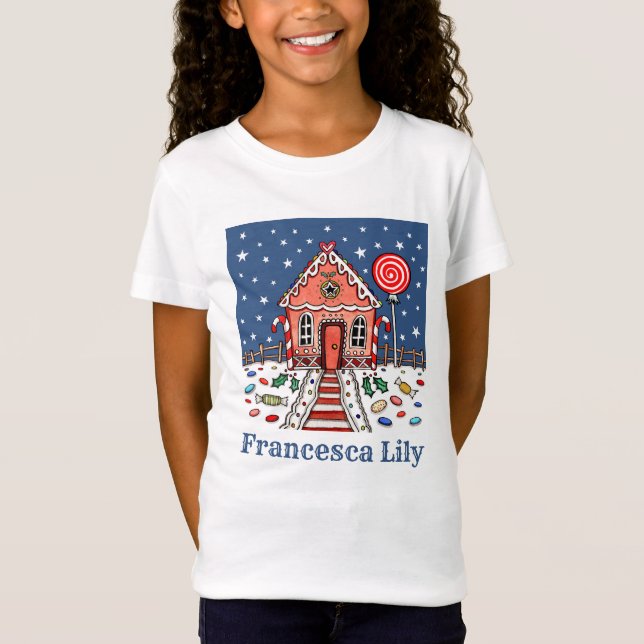 Camiseta T-Shirt Personalizado Da Casa De Pão De Natal (Frente)