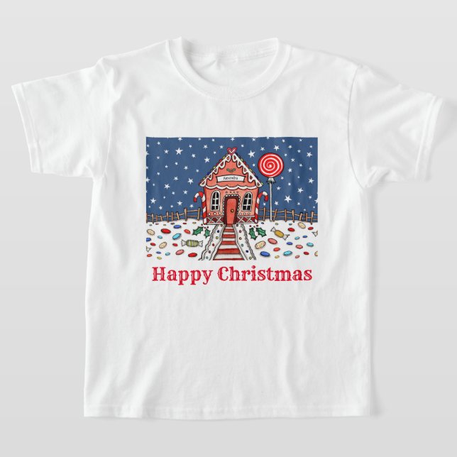 Camiseta T-Shirt Personalizado Da Casa De Pão De Natal (Postura )