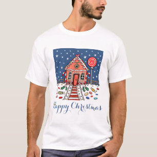 Camiseta T-Shirt Personalizado Da Casa De Pão De Natal
