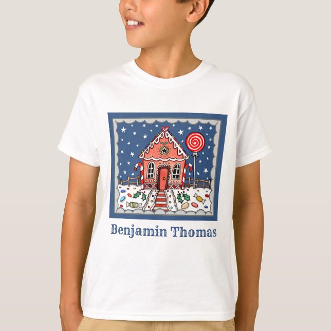 Camiseta T-Shirt Personalizado Da Casa De Pão De Natal (Frente)