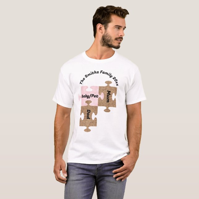 Camiseta T-Shirt Personalizado Da Família - Três Peças De Q (Frente Completa)