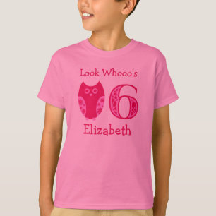 Camiseta T-shirt personalizado das corujas 6o aniversário