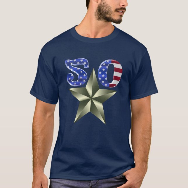 Camiseta T-Shirt Personalizado De Americana De 50 Estrelas (Frente)