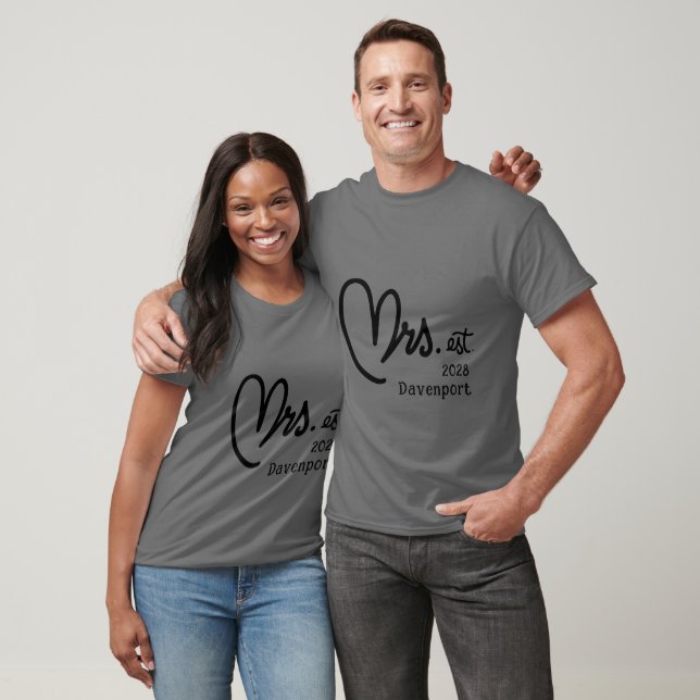 Camiseta T-Shirt Personalizado De Casamento De Cinzas Negra (Unissex)