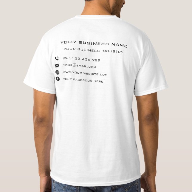 Camiseta T-Shirt Personalizado de Empresa Informações Perso (Verso)