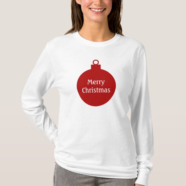 Camiseta T-shirt personalizado do Feliz Natal ornamento (Frente)