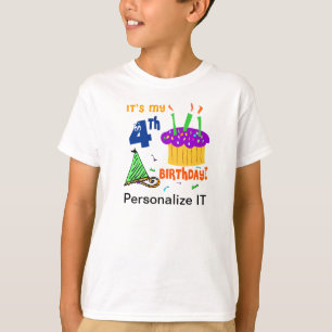 Camiseta T-shirt personalizável de 4° aniversário
