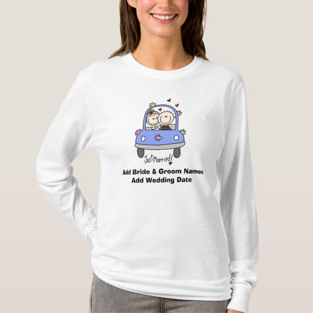 Camiseta T-shirt personalizável de capa longa com recem cas (Frente)