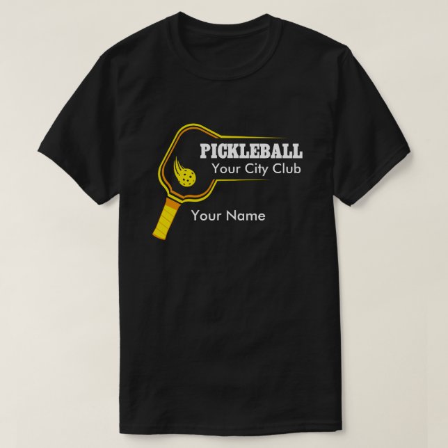 Camiseta T-shirt personalizável do Pickleball Pickleball Cl (Frente do Design)