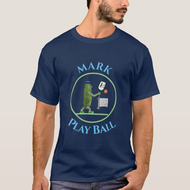 Camiseta T-Shirt Pickleball com Jogador e Nome Gráfico de P (Frente)