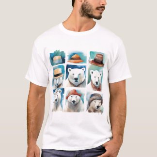 Camiseta T-shirt pour hommes - Ours Polaires en chapeaux