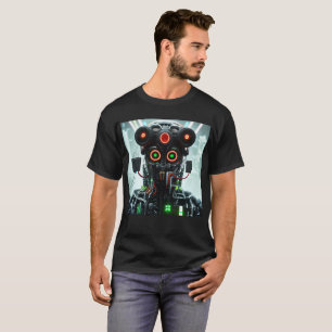 Camiseta T-shirt preta do robô 5 homens