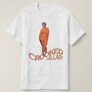 Camiseta T-shirt preto alaranjado curvado de Hillary