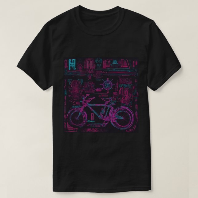 Camiseta T-Shirt, Preto, Bicicleta (Frente do Design)