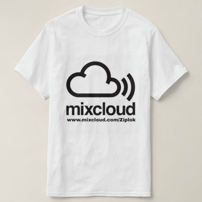 Camiseta T-shirt preto/branco de Ziplok - de Mixcloud (Frente do Design)