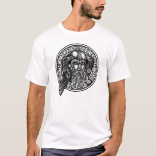 Camiseta T-shirt preto & branco do protetor do Rune de Odin