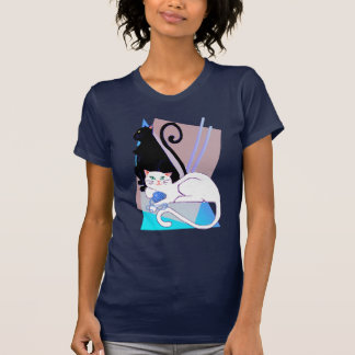 Camiseta T-shirt preto & branco dos gatinhos