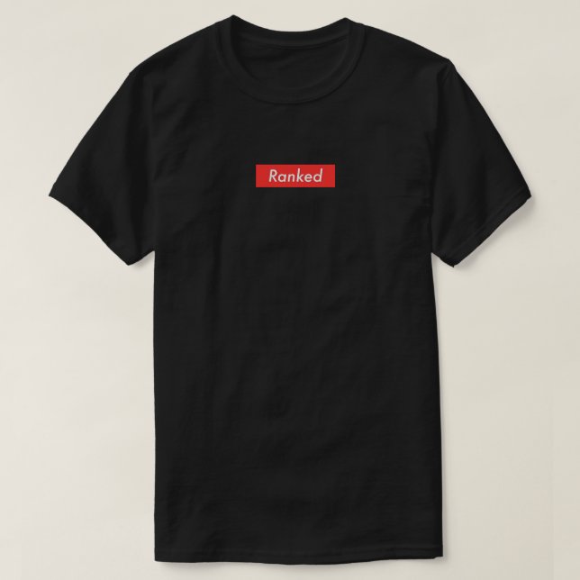Camiseta T-shirt preto classificado (Frente do Design)