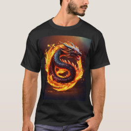 Camiseta T-Shirt Preto com um único disco de dragão