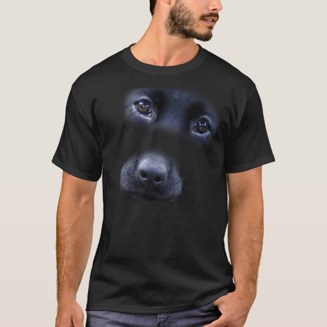 Camiseta T-shirt preto da cara do filhote de cachorro do (Frente)
