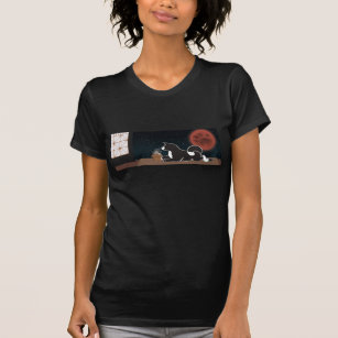 Camiseta T-shirt preto da lua cheia do MARTE das mulheres